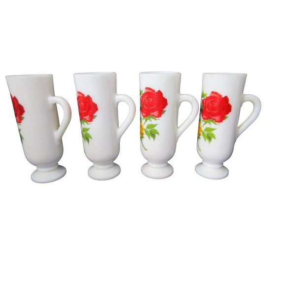 Red Yellow Rose on Milk Glass Avon Cordial Tia Maria Demitasse Mug GUC  Four - Picture 7 of 16